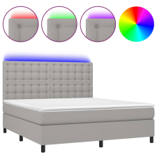 vidaXL világosszürke szövet rugós és LED-es ágy matraccal 160x200 cm (3135205) ágy és ágykellék