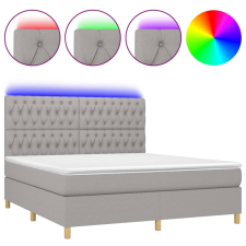 vidaXL világosszürke szövet rugós és LED-es ágy matraccal 160x200 cm (3135693) ágy és ágykellék
