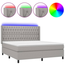 vidaXL világosszürke szövet rugós és LED-es ágy matraccal 160x200 cm (3138573) ágy és ágykellék