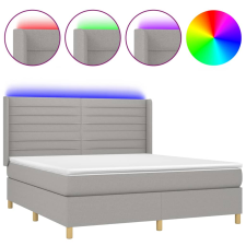 vidaXL világosszürke szövet rugós és LED-es ágy matraccal 160x200 cm (3138973) ágy és ágykellék