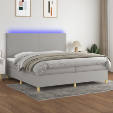vidaXL világosszürke szövet rugós és LED-es ágy matraccal 200x200 cm ágy és ágykellék