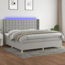 vidaXL világosszürke szövet rugós és LED-es ágy matraccal 200x200 cm ágy és ágykellék