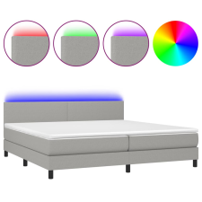 vidaXL világosszürke szövet rugós és LED-es ágy matraccal 200x200 cm (3133021) ágy és ágykellék