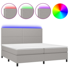 vidaXL világosszürke szövet rugós és LED-es ágy matraccal 200x200 cm (3134821) ágy és ágykellék