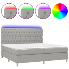 vidaXL világosszürke szövet rugós és LED-es ágy matraccal 200x200 cm (3135701) ágy és ágykellék
