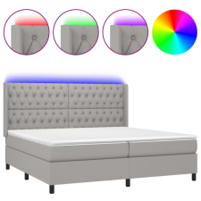 vidaXL világosszürke szövet rugós és LED-es ágy matraccal 200x200 cm (3138581) ágy és ágykellék