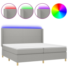 vidaXL világosszürke szövet rugós és LED-es ágy matraccal 200x200 cm (3138741) ágy és ágykellék