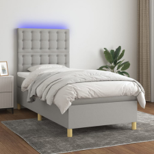 vidaXL világosszürke szövet rugós és LED-es ágy matraccal 80 x 200 cm ágy és ágykellék