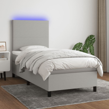 vidaXL világosszürke szövet rugós és LED-es ágy matraccal 90x190 cm ágy és ágykellék