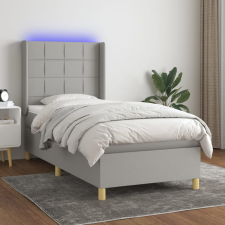 vidaXL világosszürke szövet rugós és LED-es ágy matraccal 90x190 cm ágy és ágykellék