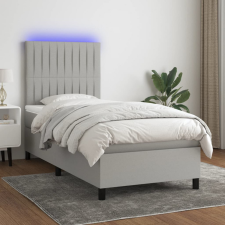 vidaXL világosszürke szövet rugós és LED-es ágy matraccal 90x190 cm ágy és ágykellék
