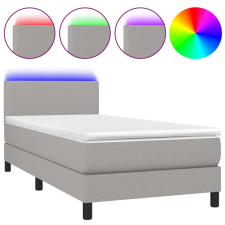 vidaXL világosszürke szövet rugós és LED-es ágy matraccal 90x190 cm (3132957) ágy és ágykellék