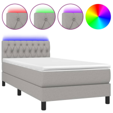 vidaXL világosszürke szövet rugós és LED-es ágy matraccal 90x190 cm (3133357) ágy és ágykellék