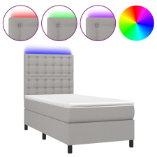 vidaXL világosszürke szövet rugós és LED-es ágy matraccal 90x190 cm (3135157) ágy és ágykellék