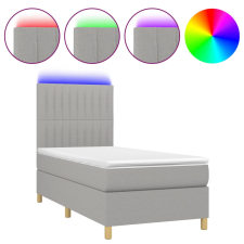 vidaXL világosszürke szövet rugós és LED-es ágy matraccal 90x190 cm (3135557) ágy és ágykellék