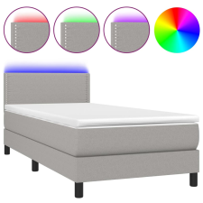vidaXL világosszürke szövet rugós és LED-es ágy matraccal 90x200 cm (3133045) ágy és ágykellék