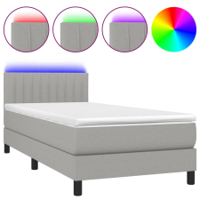 vidaXL világosszürke szövet rugós és LED-es ágy matraccal 90x200 cm (3133285) ágy és ágykellék