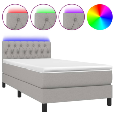 vidaXL világosszürke szövet rugós és LED-es ágy matraccal 90x200 cm (3133365) ágy és ágykellék