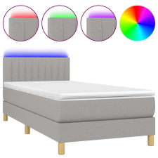 vidaXL világosszürke szövet rugós és LED-es ágy matraccal 90x200 cm (3133845) ágy és ágykellék