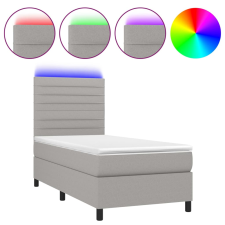 vidaXL világosszürke szövet rugós és LED-es ágy matraccal 90x200 cm (3134925) ágy és ágykellék