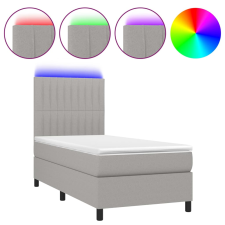 vidaXL világosszürke szövet rugós és LED-es ágy matraccal 90x200 cm (3135005) ágy és ágykellék