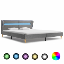 vidaXL világosszürke szövetkárpitozású LED-es ágykeret 160 x 200 cm ágy és ágykellék