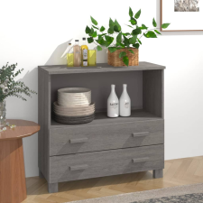 vidaXL világosszürke tömör fenyőfa tálalószekrény 85 x 35 x 80 cm bútor