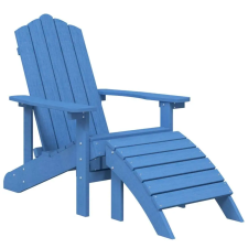 vidaXL Vízkék hdpe kerti adirondack szék lábtartóval és asztallal kerti bútor
