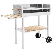 vidaXL XXL rozsdamentes acél kerekes faszenes grillsütő 2 polccal grillsütő