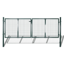 vidaXL Zöld acél kerítés kapu 306 x 175 cm kerti dekoráció