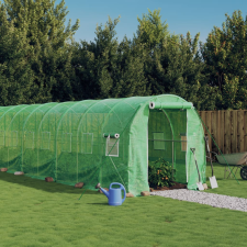 vidaXL zöld acélvázas melegház 20 m² 10 x 2 x 2 m kerti tárolás