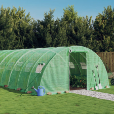 vidaXL zöld acélvázas melegház 40 m² 10 x 4 x 2 m kerti tárolás