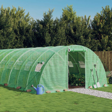 vidaXL zöld acélvázas melegház 96 m² 24 x 4 x 2 m kerti tárolás