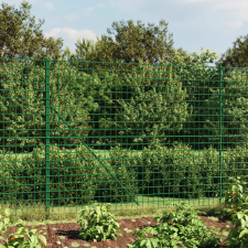 vidaXL zöld dróthálós kerítés cövekekkel 1,4x25 m építőanyag