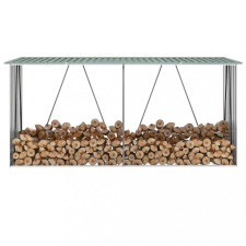 vidaXL Zöld horganyzott acél kerti tűzifatároló 330 x 84 x 152 cm hűtés, fűtés szerelvény