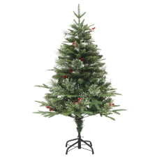 vidaXL zöld karácsonyfa LED-fényekkel és fenyőtobozokkal 120 cm (344287) műfenyő
