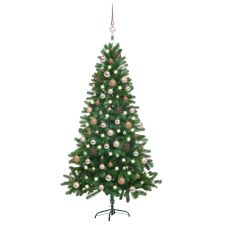 vidaXL zöld műkarácsonyfa LED-ekkel és gömbszettel 180 cm (3077641) műfenyő