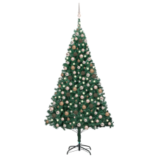 vidaXL zöld műkarácsonyfa LED-ekkel és gömbszettel 240 cm  (3077624) műfenyő