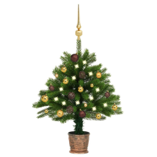 vidaXL zöld műkarácsonyfa LED-ekkel és gömbszettel 65 cm karácsonyi dekoráció