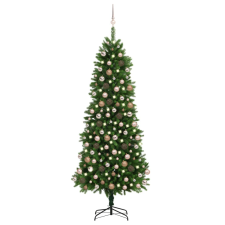 vidaXL zöld műkarácsonyfa LED-fényekkel és gömbszettel 240 cm  (3077643) műfenyő