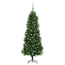 vidaXL zöld műkarácsonyfa LED-fényekkel és gömbszettel 240 cm (3077729) műfenyő