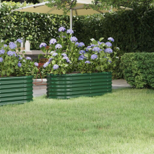 vidaXL zöld porszórt acél kerti magaságyás 114x40x36 cm kerti tárolás
