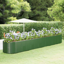 vidaXL zöld porszórt acél kerti magaságyás 554x100x68 cm kerti dekoráció
