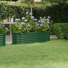 vidaXL zöld porszórt acél kerti ültetőláda 152x40x36 cm kerti tárolás