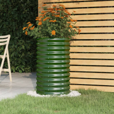vidaXL zöld porszórt acél kerti ültetőláda 40 x 40 x 68 cm kerti dekoráció