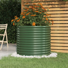 vidaXL zöld porszórt acél kerti ültetőláda 80 x 80 x 68 cm kerti tárolás