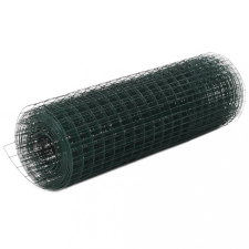 vidaXL Zöld PVC-bevonatú acél csirkeháló drótkerítés 25 x 0,5 m kerti bútor