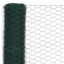 vidaXL zöld PVC-bevonatú acél csirkeháló drótkerítés 25 x 1,2 m (143263) építőanyag