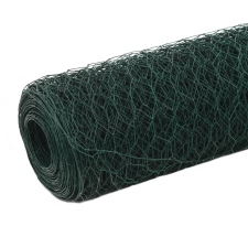 vidaXL zöld PVC-bevonatú acél csirkeháló drótkerítés 25 x 1,5 m (143264) kerti bútor