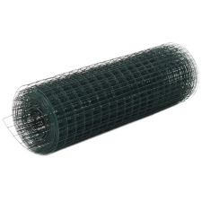 vidaXL zöld PVC-bevonatú acél kockás drótháló 25 x 0,5 m kerti dekoráció